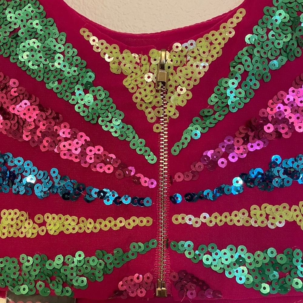 Nasty Gal Colorblock Sequin Cropped Bralette Hot Pink - Picture 6 of 7
